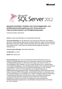 SQL Server 2012 AlwaysOn-Verfügbarkeitsgruppen