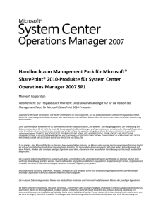 Microsoft SharePoint Server 2010 Management Pack Guide