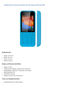 Ausführliche Technische Daten für das Nokia 220 Dual SIM