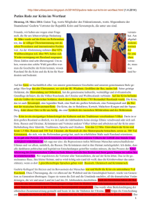 Putins Rede zur Krim im Wortlaut