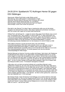 24.05.2014: Spielbericht TC-Nufringen Herren 50 gegen ESV