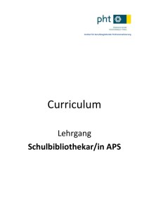 Schulbibliothekar/in APS - Informationen für Lehrgänge unter 30