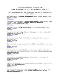 Zuwachsverzeichnis Mai 2015
