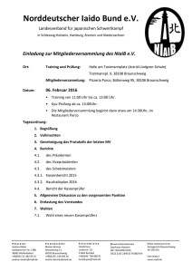 Anmeldeschluss: 30. Januar 2016 - Norddeutscher Iaido Bund e. V.