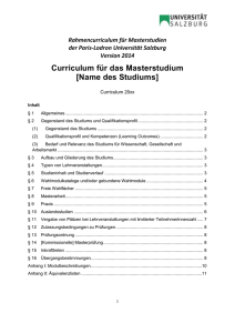 Rahmencurriculum für Masterstudien
