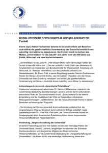 Donau-Universit&auml;t Krems begeht 20