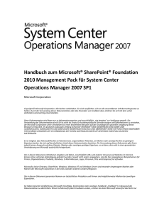 Microsoft SharePoint Foundation 2010 Management Pack Guide