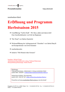 Eröffnung und Programm Herbstsaison 2015
