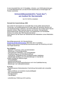 Universitätsassistent/in ("post doc") am Institut für Germanistik