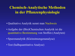 Chemisch-Analytische Methoden in der Pflanzenpyhsiologie