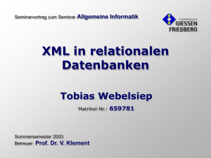 XML in relationalen Datenbanken - Benutzer-Homepage