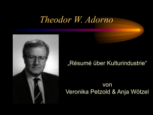Theodor W. Adorno - Zeittafel