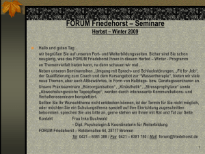 FORUM Friedehorst &ndash; Seminare Herbst &ndash; Winter 2009