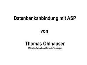 Vortrag: Datenbankanbindung mit ASP