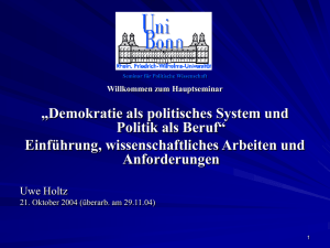 Politik_als_Beruf - Prof. Dr. Uwe HOLTZ: STARTSEITE