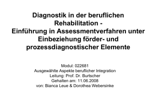 Diagnostik in der beruflichen Rehabilitation