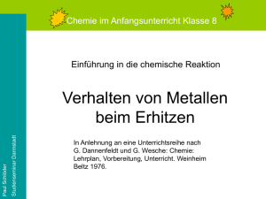 Chemie im Anfangsunterricht der Klasse 8 (Präsentation Dr. Schlöder)