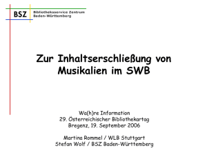 Zur Inhaltserschließung von Musikalien im SWB