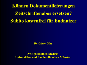 Dr. Oliver Obst AGMB-Sitzung Bibliothekskongreß Leipzig 22.3.2000