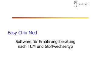 Easy Chin Med, Software für Ernährungsberatung nach TCM und