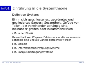 Einf&uuml;hrung in die Systemtheorie