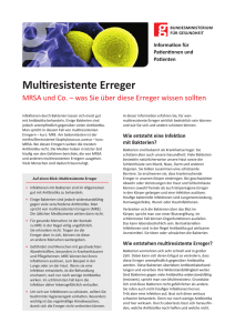 Multiresistente Erreger – Information für Patientinnen und Patienten