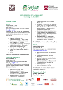 ABENDESSEN MIT DEM WINZER Samstag, 28. Mai 2016