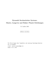 Dynamik Stochastischer Systeme: Master, Langevin und Fokker