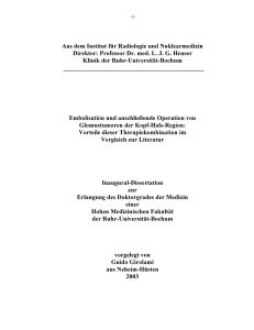 Embolisation und anschließende Operation von Glomustumoren der