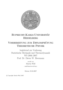Ruprecht-Karls-Universität Heidelberg Vorbereitung zur