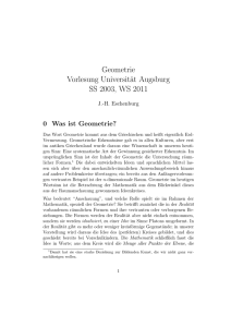 Geometrie Vorlesung Universität Augsburg SS 2003, WS 2011