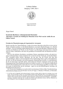 Kosmische Rhythmen, weltumspannende Harmonien. Alternative