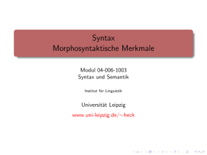 Syntax Morphosyntaktische Merkmale