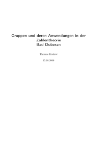 Gruppen und deren Anwendungen in der Zahlentheorie Bad Doberan