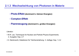 2.1.3 Wechselwirkung von Photonen in Materie