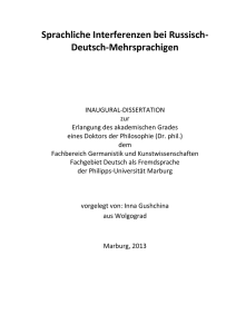 Sprachliche Interferenzen bei Russisch- Deutsch