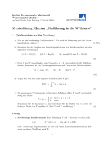 Musterlösung Klausur ,,Einführung in die W`theorie”