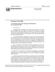 UN-Resolution 1624 - AG Friedensforschung
