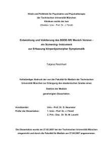 Entwicklung und Validierung des BDDE-SR/ Munich