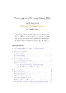 Thermodynamik Zusammenfassung 2009