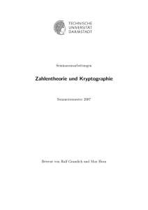 Zahlentheorie und Kryptographie