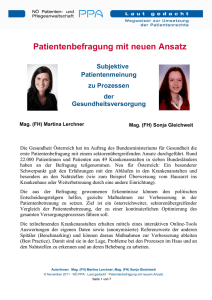 Patientenbefragung mit neuen Ansatz - NÖ Patienten