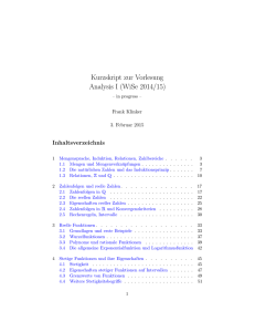 Kurzskript zur Vorlesung Analysis I (WiSe 2014/15)