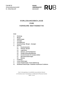 vorlesungsbeilage zum vorkurs mathematik - Ruhr