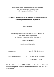 Cochrane Metaanalysen über Benzodiazepine in der Be