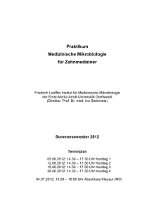 Praktikum Medizinische Mikrobiologie für Zahnmediziner