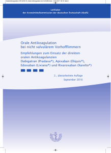 Orale Antikoagulation bei nicht valvulärem Vorhofflimmern