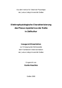 Elektrophysiologische Charakterisierung des Plexus myentericus
