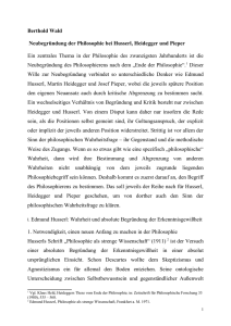Neubegründung der Philosophie bei Husserl, Heidegger und Pieper