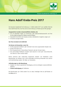 Hans Adolf Krebs-Preis 2017 - Deutsche Gesellschaft für Ernährung